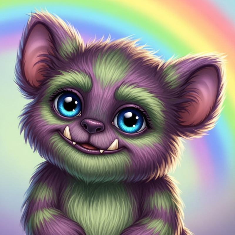 Cute Furry Monster with Bright Eyes