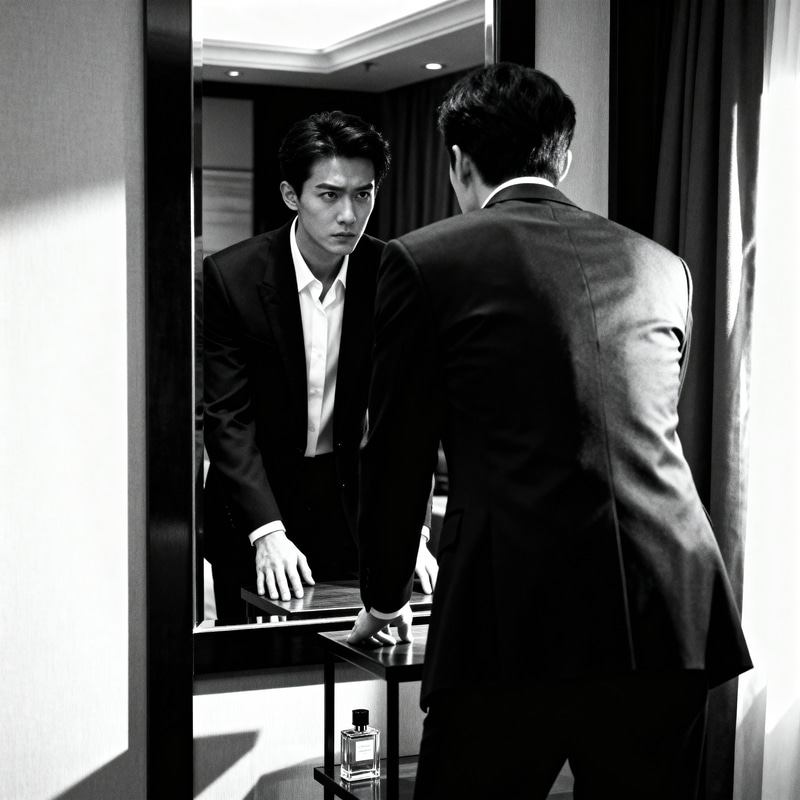 Dramatic Black and White Photo of a Young Man