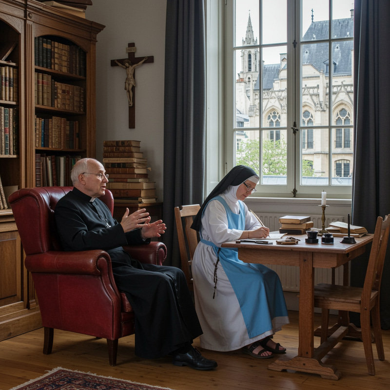 1780s Study Scene with Nun and Priest 1780s Study Scene with Nun and Priest