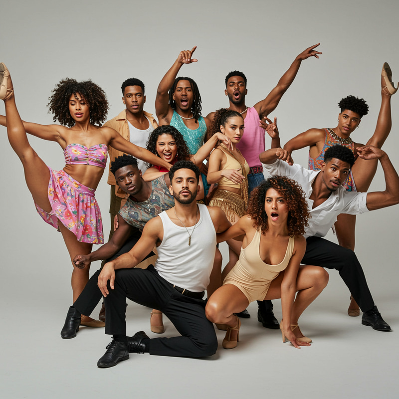 Colorful Dance Poses of Girls and Men Colorful Dance Poses of Girls and Men