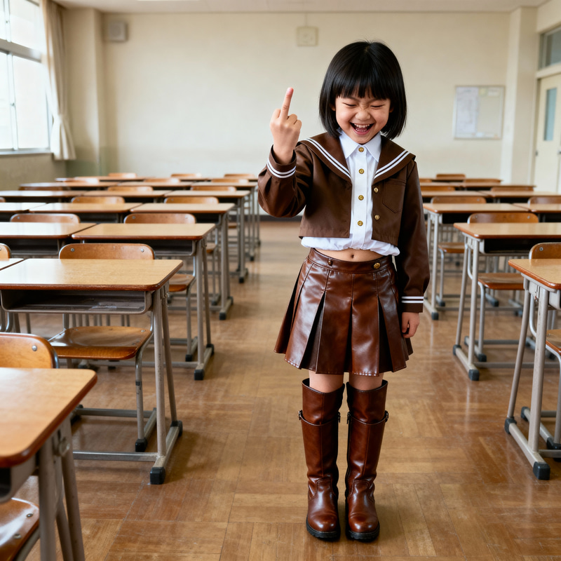 Ugly Japanese Schoolgirl Photo in Class