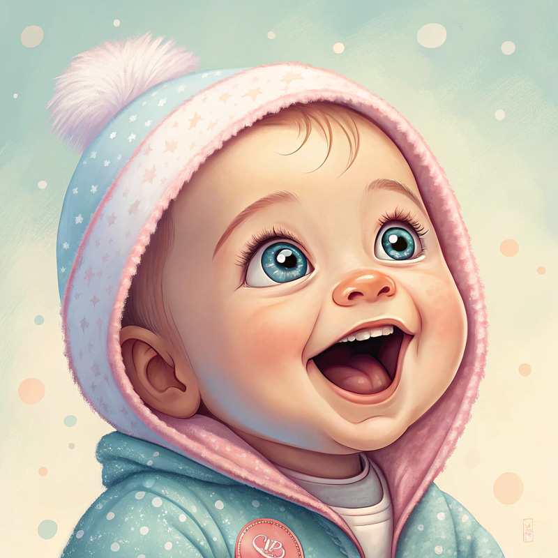Joyful AI Baby Illustration in Pastel Colors