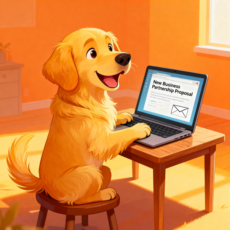 Happy Animal Receives Business Email Happy Animal Receives Business Email
