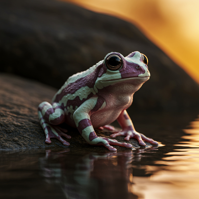 Hyper-Realistic Candy Cane Skin Frog in Nature Hyper-Realistic Candy Cane Skin Frog in Nature