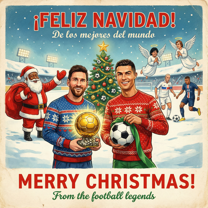 Christmas Card Featuring Messi & Ronaldo Christmas Card Featuring Messi & Ronaldo
