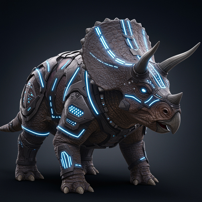 Futuristic Triceratops with Armor and Lights Futuristic Triceratops with Armor and Lights
