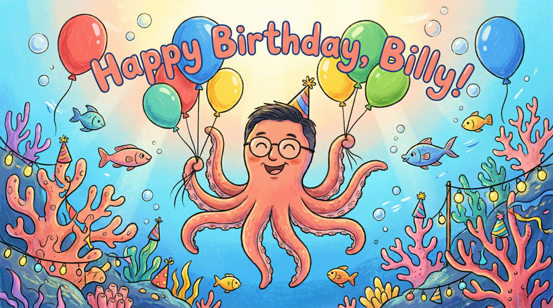 Whimsical Birthday Card for Billy - Underwater Fun