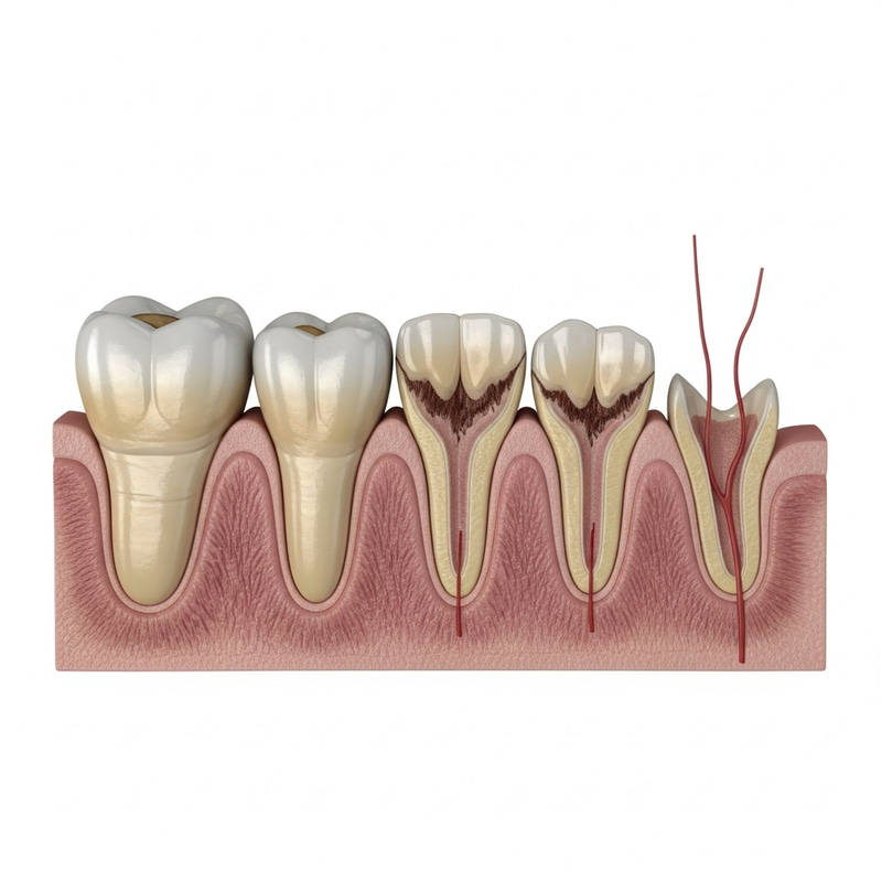 Dental Cavity Stages in a Human Molar - Detailed View Dental Cavity Stages in a Human Molar - Detailed View
