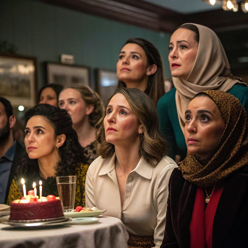 Unhappy Celebration: Women's Gathering in Restaurant Unhappy Celebration: Women's Gathering in Restaurant