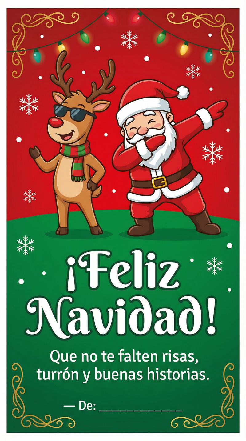 Fun Vertical Christmas Card in Spanish