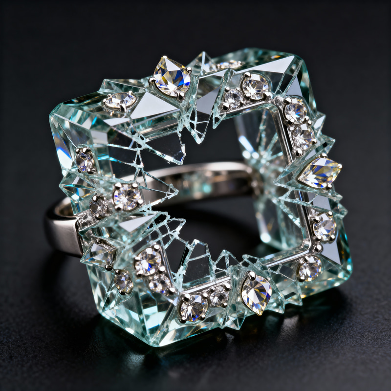 Stunning Gemstone Ring in Exploding Glass Design Stunning Gemstone Ring in Exploding Glass Design