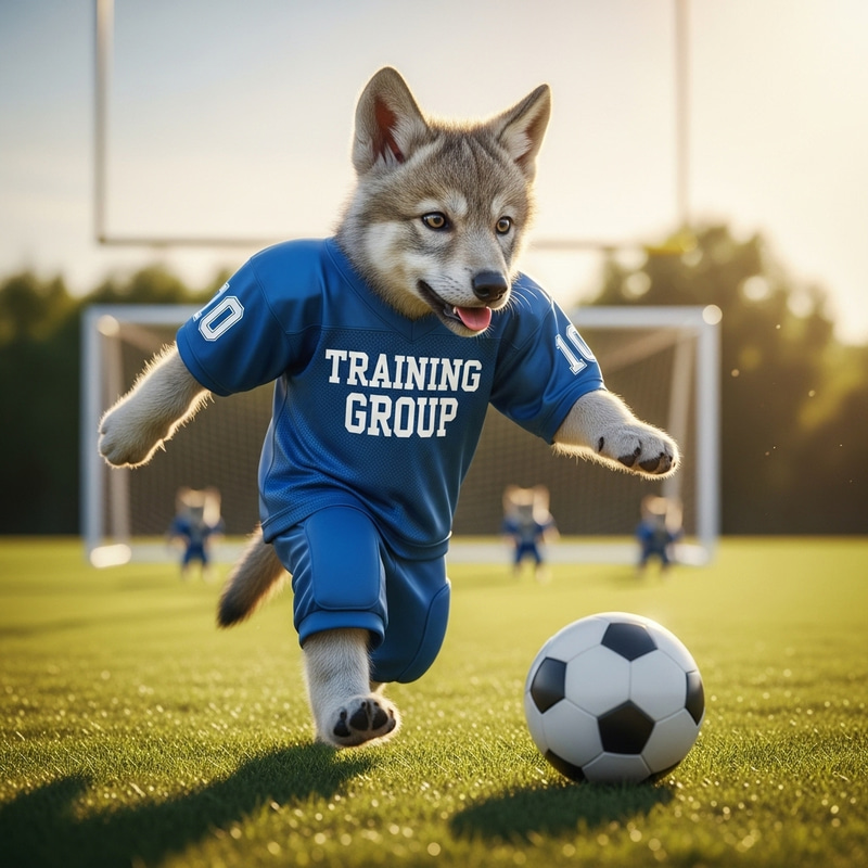 Wolf Cub Soccer Player Training Group