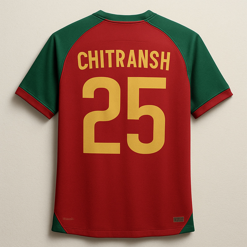Custom Portugal Jersey: Chitransh #25 Custom Portugal Jersey: Chitransh #25