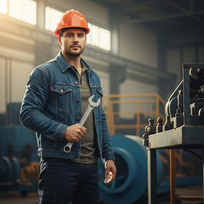 Worker Character in Uniform and Hard Hat Worker Character in Uniform and Hard Hat