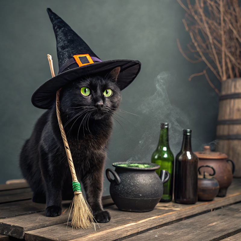Witch Cat: Enchanting Feline Mystique Witch Cat: Enchanting Feline Mystique