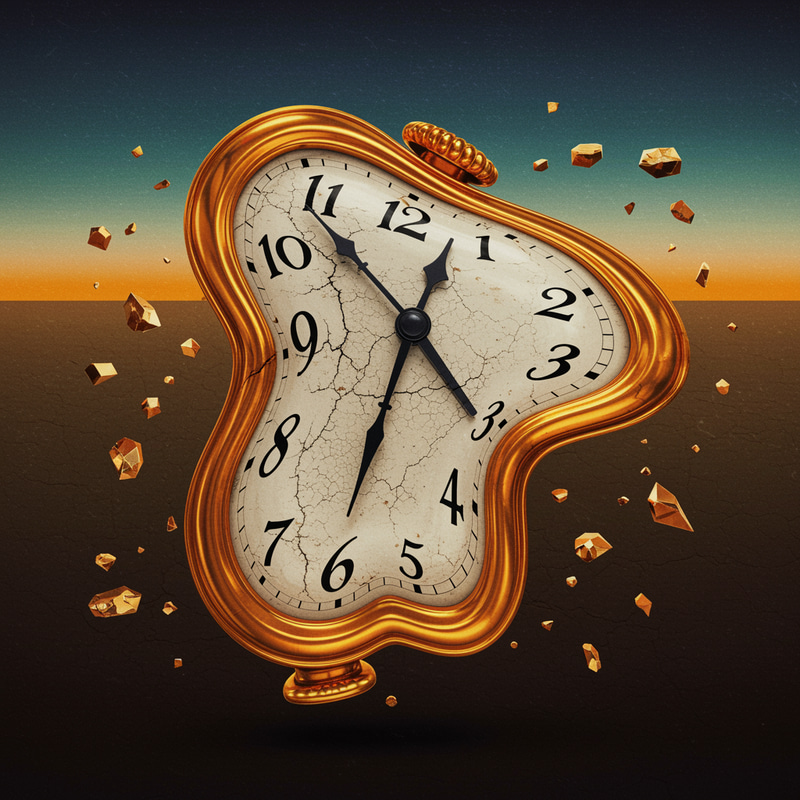 Messy Clock in Dali Style - Surreal Art Messy Clock in Dali Style - Surreal Art