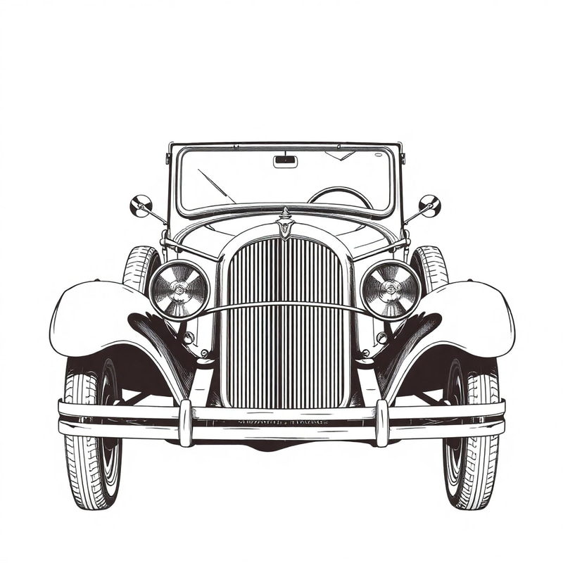 Stunning Black and White Antique Car Sketch Stunning Black and White Antique Car Sketch