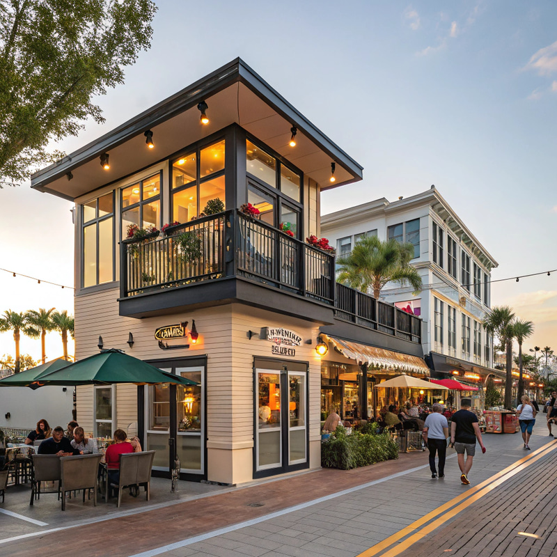 Charming Two-Story Balcony Restaurant