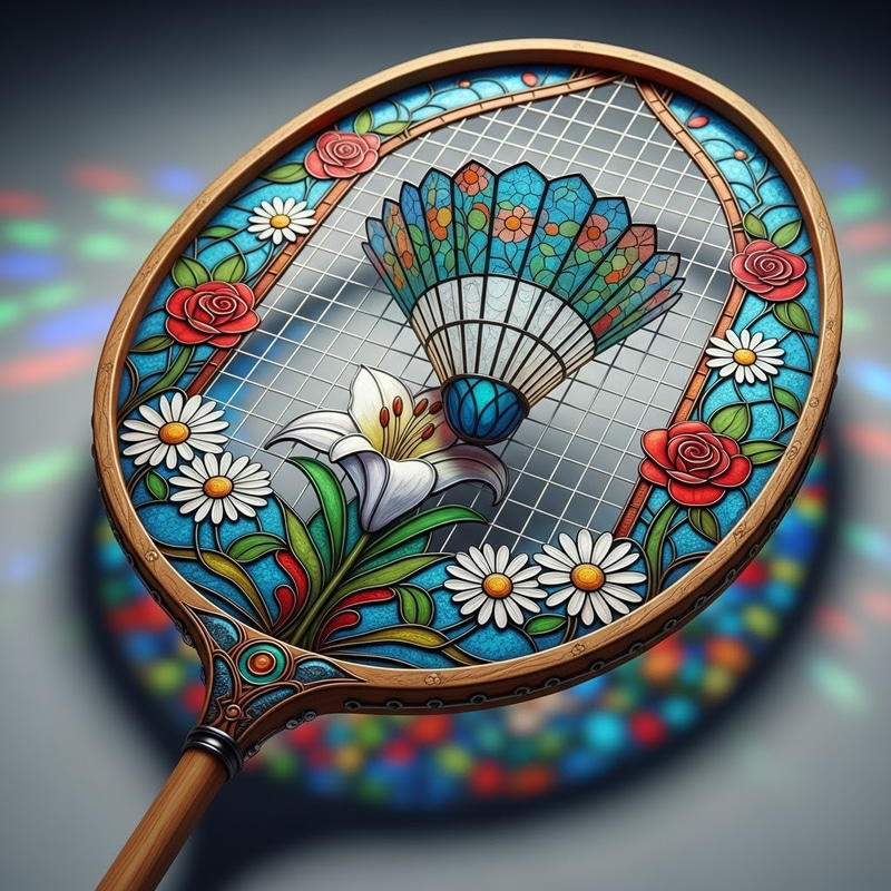 Stained Glass Style Badminton Racket Design Stained Glass Style Badminton Racket Design