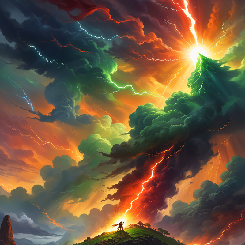 Epic Nature Painting with Thunder Sky Epic Nature Painting with Thunder Sky