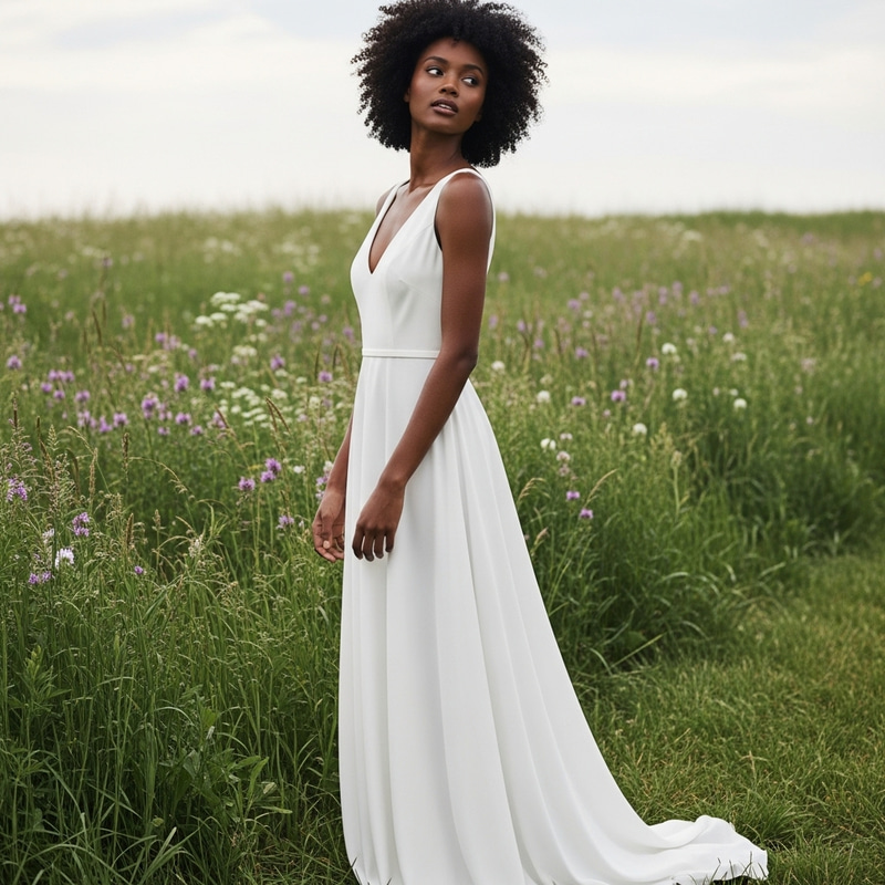 Stunning African Model in Elegant White Dress Stunning African Model in Elegant White Dress