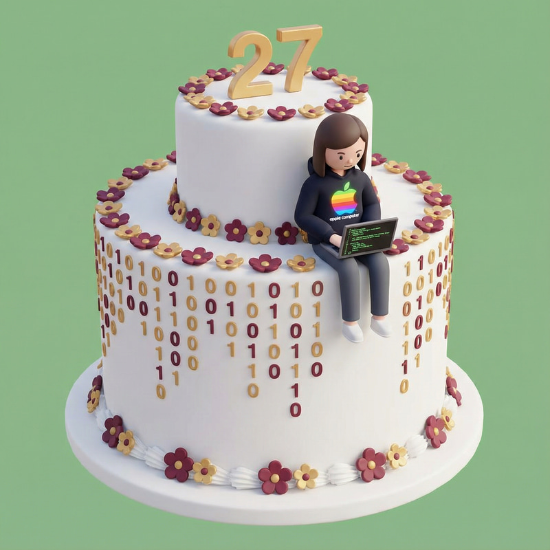 Hacker-Themed Birthday Cake Design for 27th Birthday