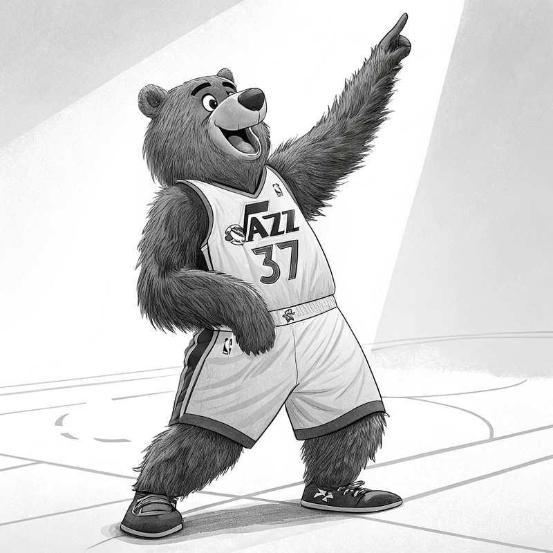 Utah Jazz Bear Mascot - Black and White Image Utah Jazz Bear Mascot - Black and White Image