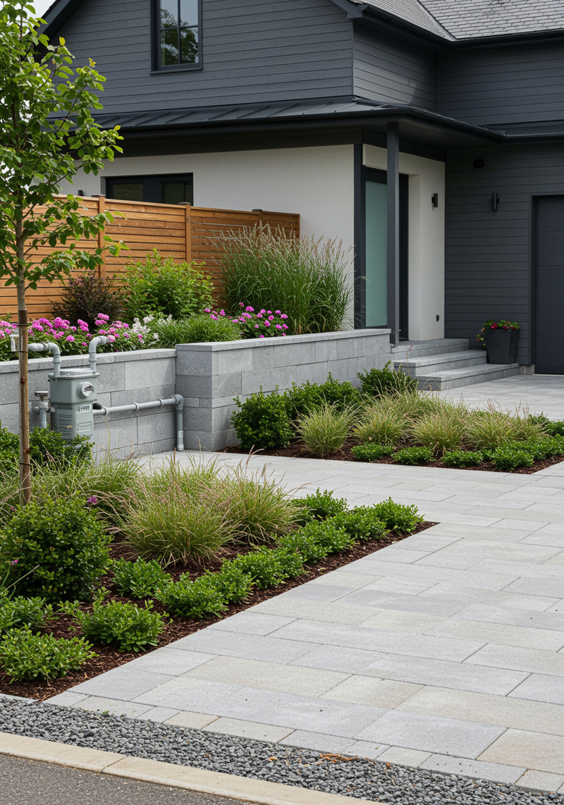 Modern Landscape Design with Gas Meter Cover Modern Landscape Design with Gas Meter Cover