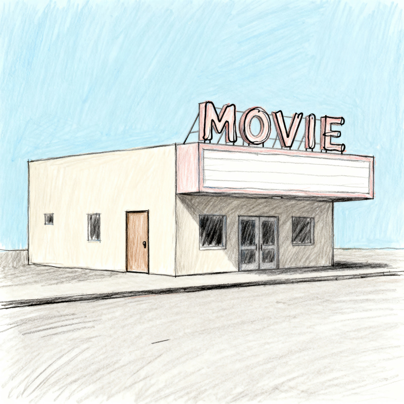 Simple Childlike Drawing of a Movie Theatre Simple Childlike Drawing of a Movie Theatre
