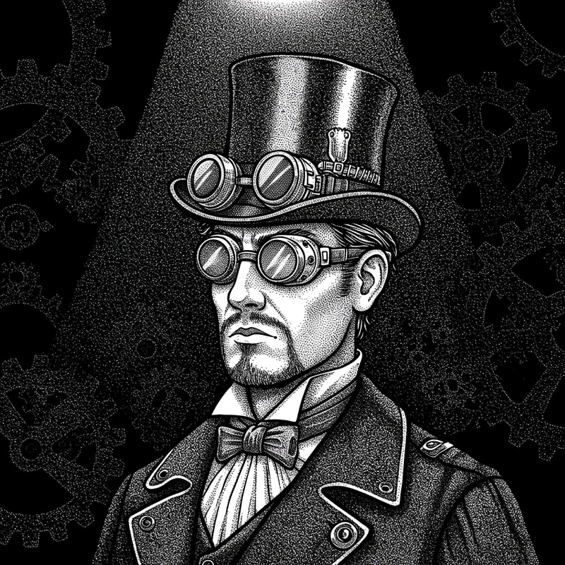 Steampunk Male Character Art in Dot Graphics Steampunk Male Character Art in Dot Graphics
