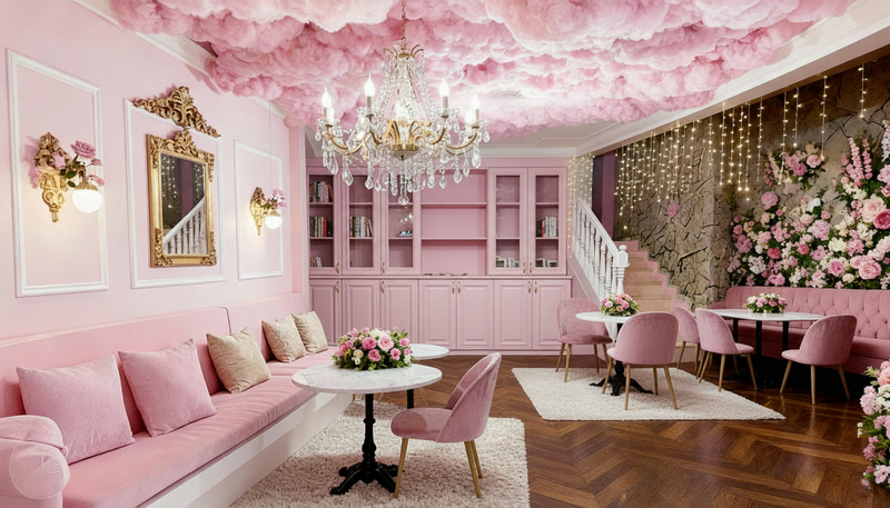 Pink Decor for Two Spaces in Same Location Pink Decor for Two Spaces in Same Location