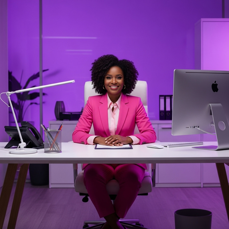 Empowering Black Woman in Stylish Office Setup Empowering Black Woman in Stylish Office Setup