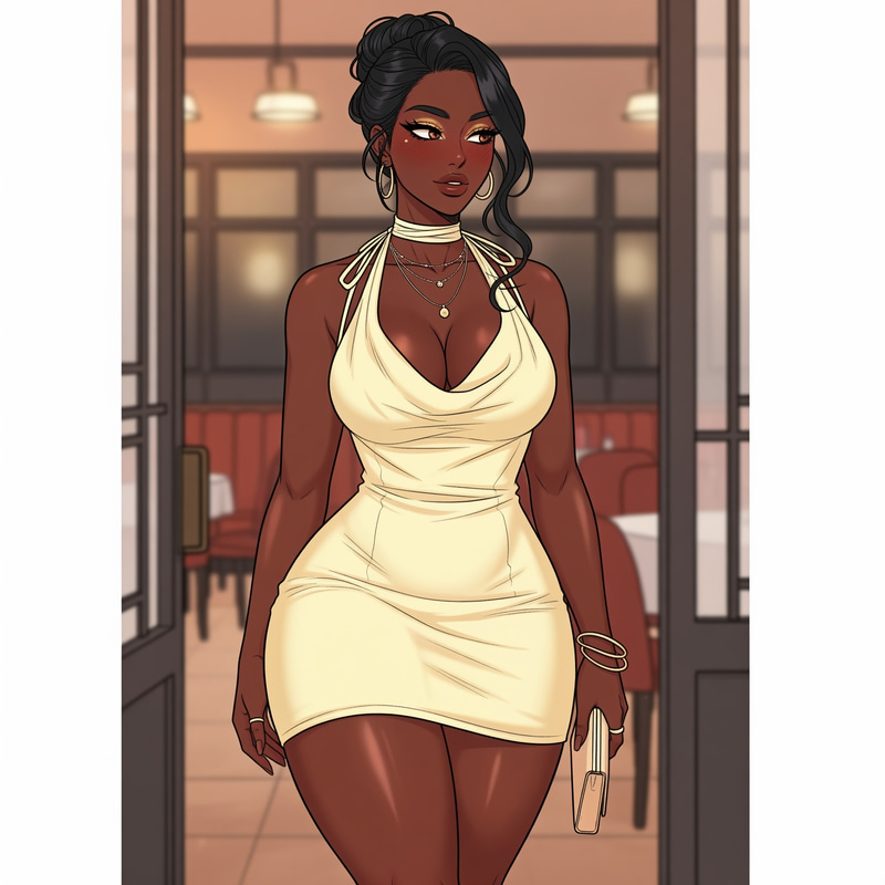 Elegant Webtoon Illustration of a Confident Woman