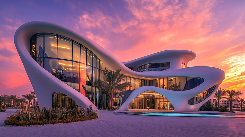 Stunning Modern Villa in Dubai at Sunset Stunning Modern Villa in Dubai at Sunset