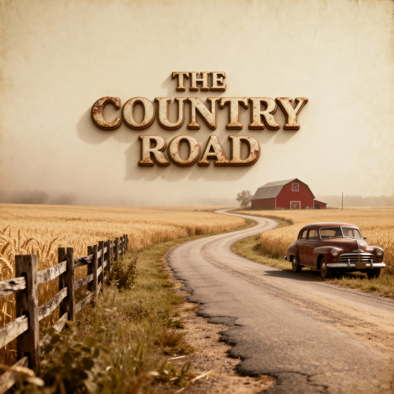 Vintage Realistic Image with 3D 'THE COUNTRY ROAD' Vintage Realistic Image with 3D 'THE COUNTRY ROAD'