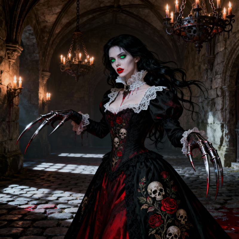 Gorgeous Gothic Woman with Long Metal Claws Gorgeous Gothic Woman with Long Metal Claws