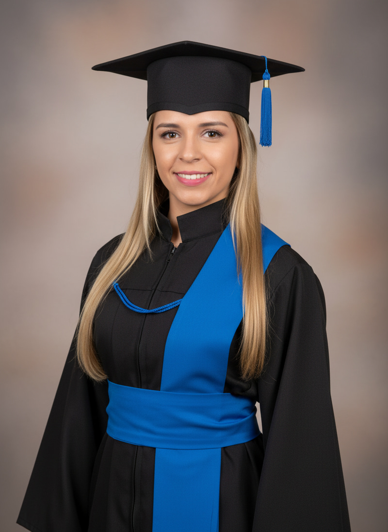 University Graduation Portrait in Classic Studio