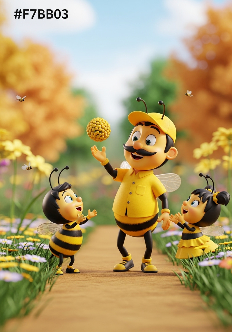 Happy Daddy Bee Playing in the Garden Happy Daddy Bee Playing in the Garden