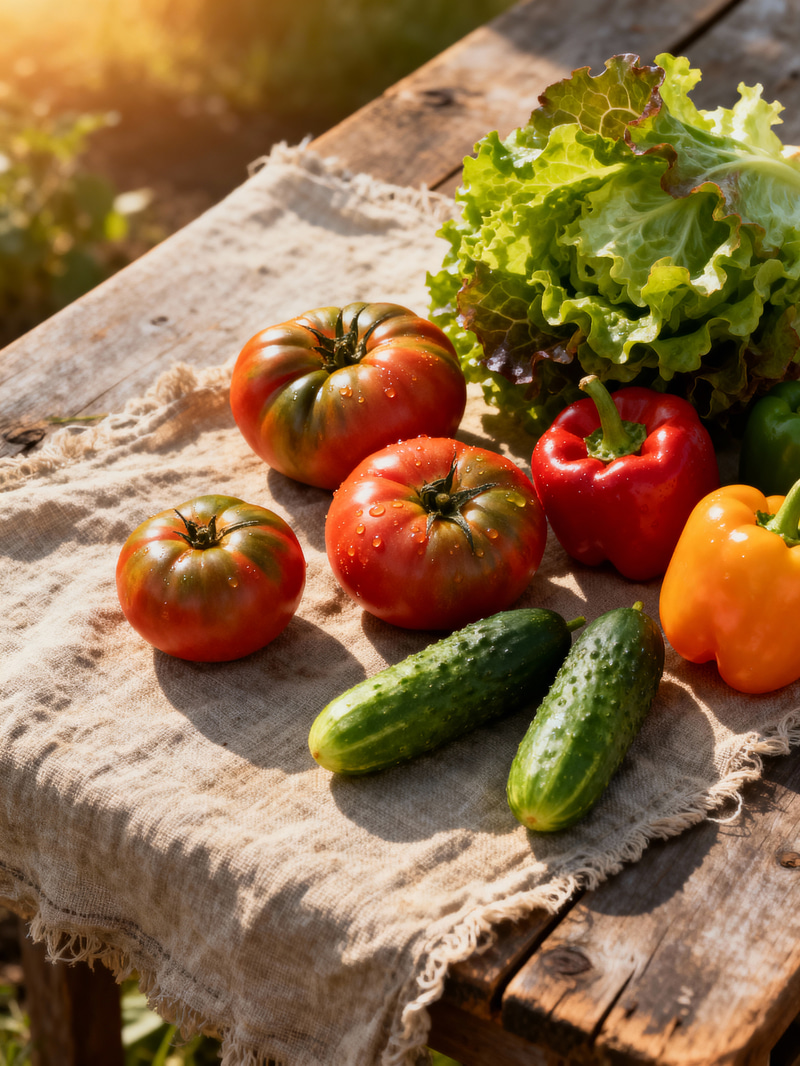 Farm-Fresh Vegetables in Hyperrealistic Style Farm-Fresh Vegetables in Hyperrealistic Style