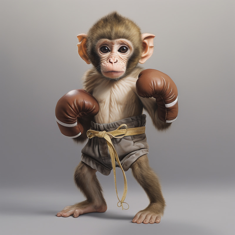 Cheeky Monkey in Muay Thai Gear - Fun and Playful Cheeky Monkey in Muay Thai Gear - Fun and Playful
