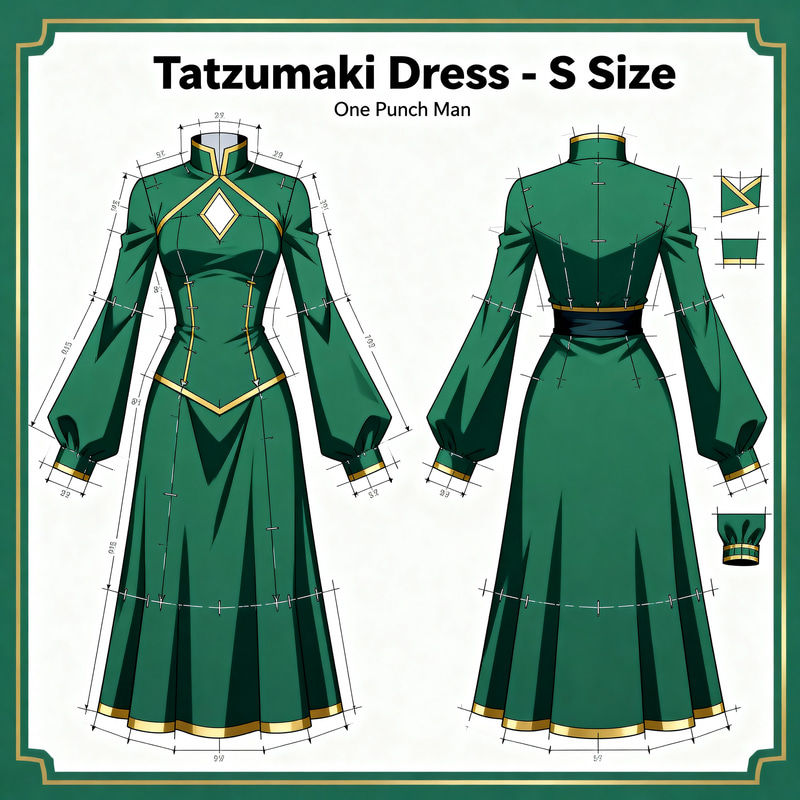 Tatsumaki Dress Sewing Pattern Size S - One Punch Man Tatsumaki Dress Sewing Pattern Size S - One Punch Man