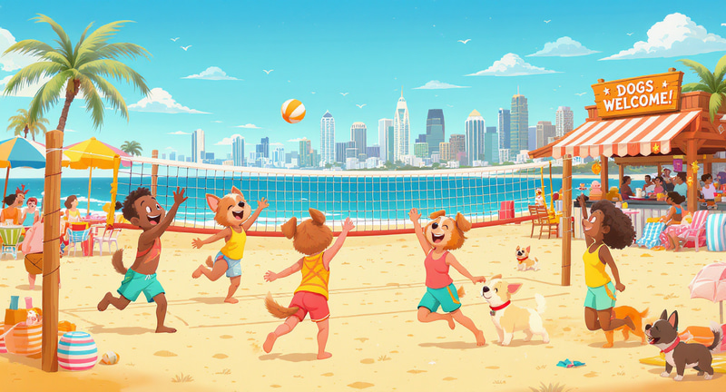Fun Beach Volleyball with Dogs in San Diego Fun Beach Volleyball with Dogs in San Diego