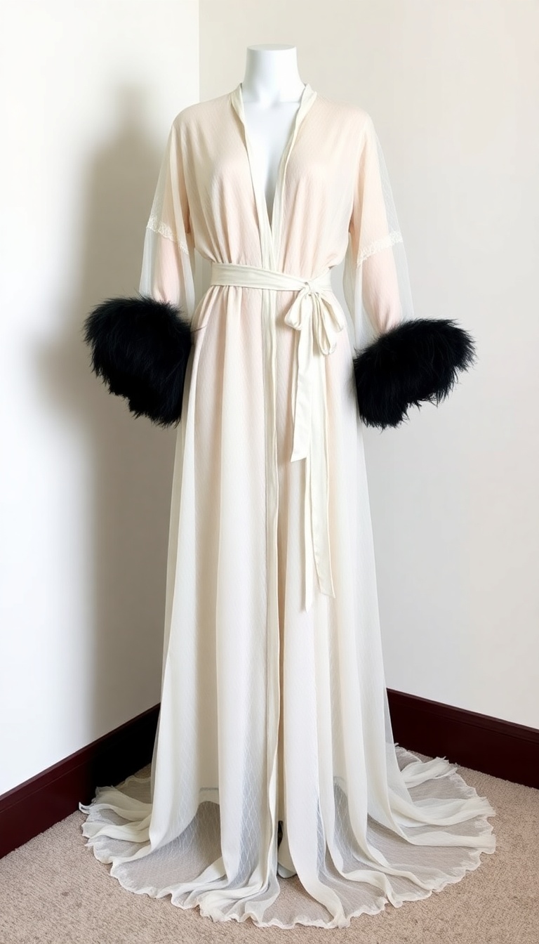 Luxury Cassandra-Style Marabou Robe for Elegance Luxury Cassandra-Style Marabou Robe for Elegance