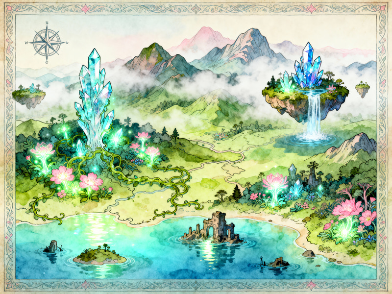 Enchanting Fairy Fantasy Map of Magical Landscapes Enchanting Fairy Fantasy Map of Magical Landscapes