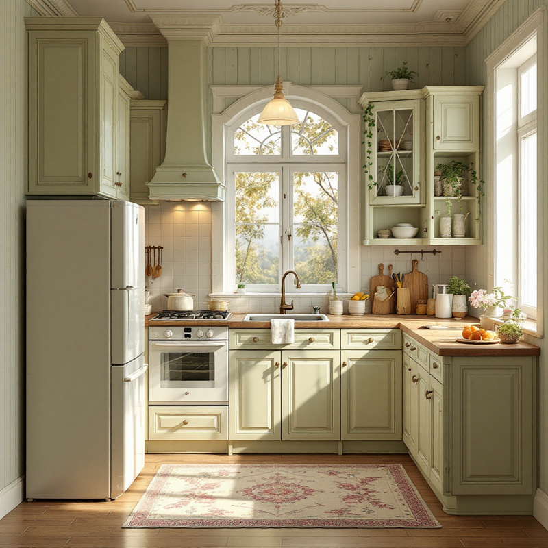 Charming Small Kitchen with Contrasting Cabinets Charming Small Kitchen with Contrasting Cabinets