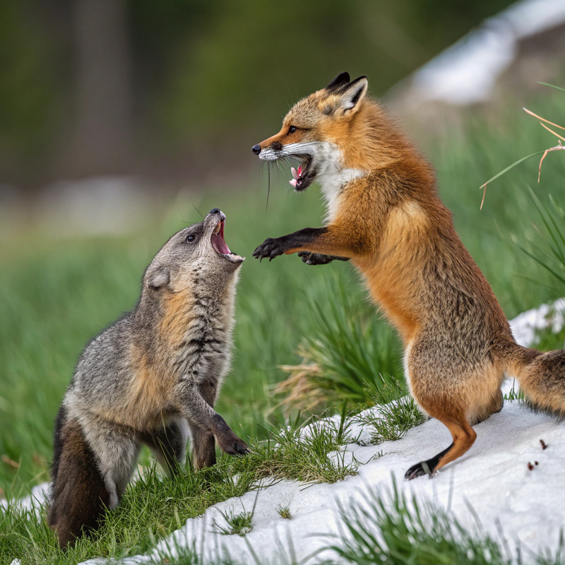 Fox vs Groundhog: Nature's Raw Encounter Fox vs Groundhog: Nature's Raw Encounter
