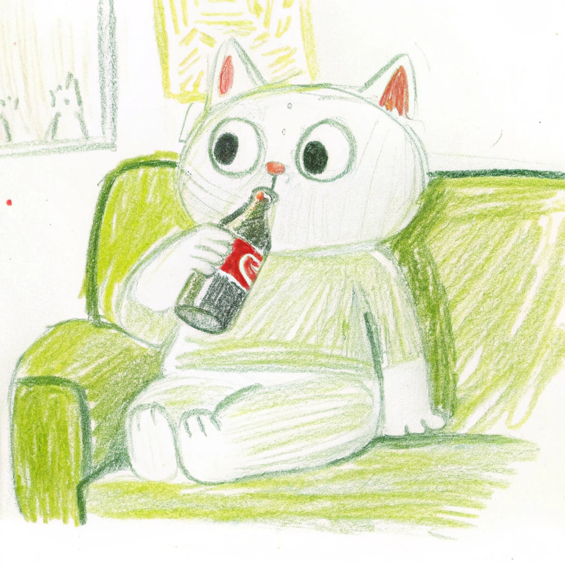 Cartoon Cat Drinking Coca-Cola Cartoon Cat Drinking Coca-Cola