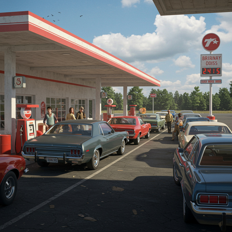 1970s Fuel Filling Station Queue History