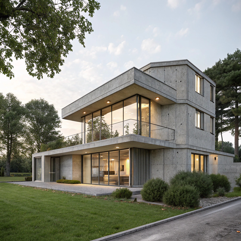 Octagon Double Storey Concrete Home Design