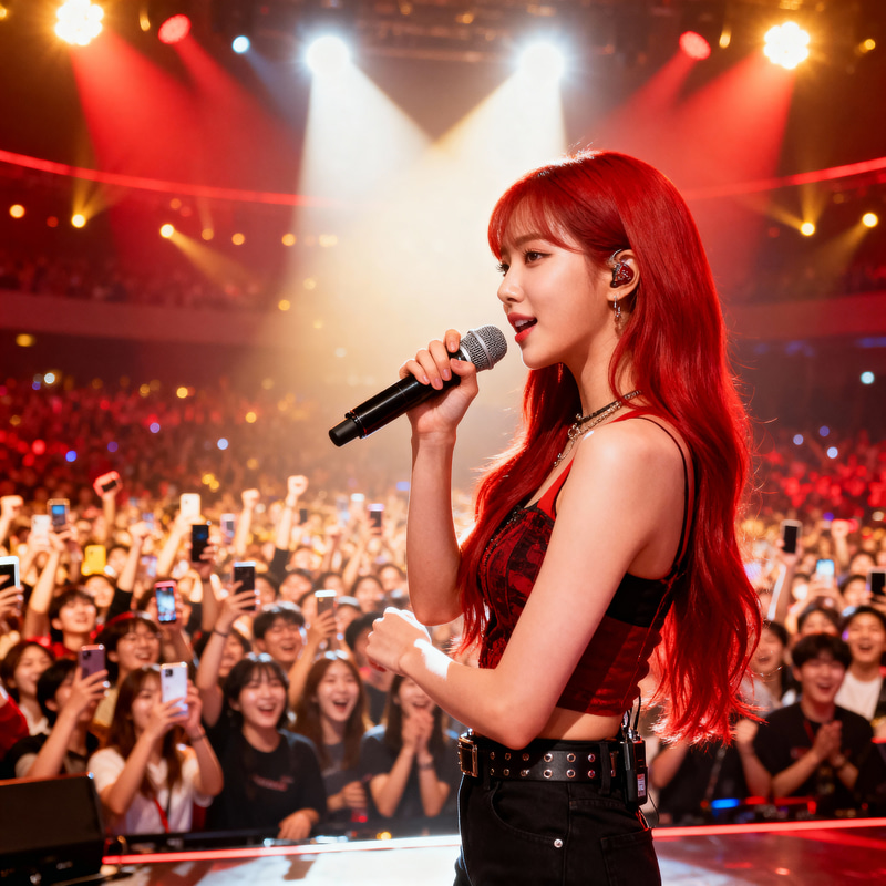 K-Pop Star with Long Red Hair Captivates Audience K-Pop Star with Long Red Hair Captivates Audience